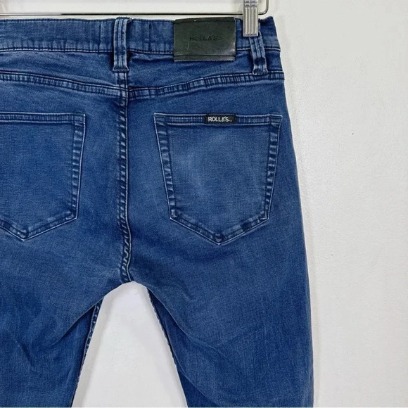 Rollas' Rollies Slim Rolled Dark Wash Blue Skinny Jeans - Picture 13 of 16